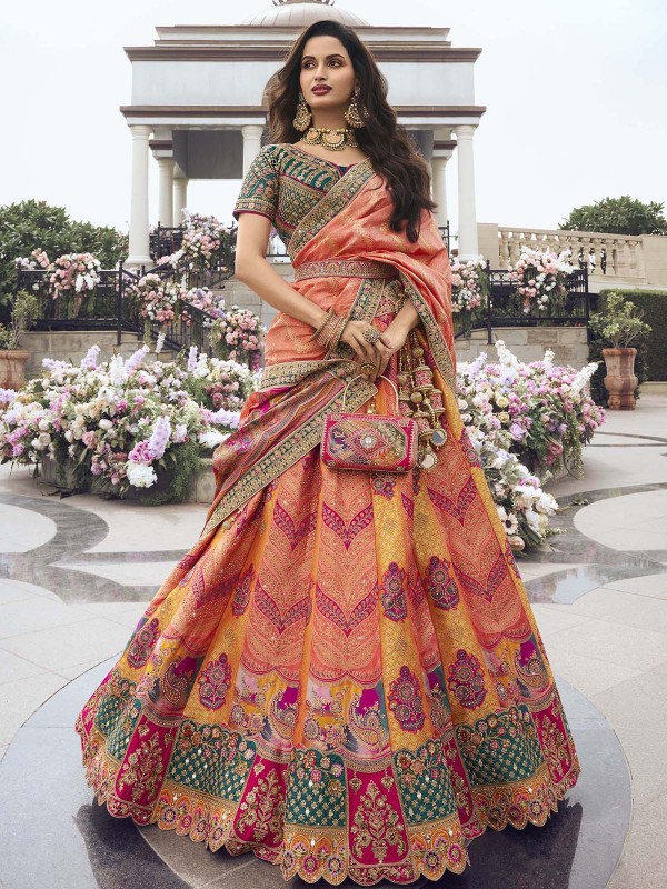 Multicolor Banarasi Silk Lehenga Choli